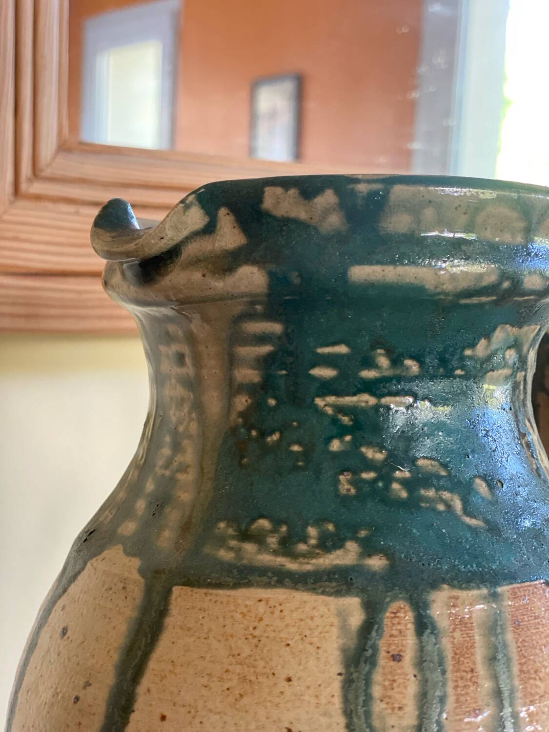 Vintage handmade ceramic jug vase pot