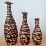 Wicker and leather bottle
