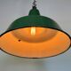Grande Lampe à Suspension Industrielle en Émail Vert, 1960s