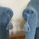 Pair of blue velvet toad armchairs from the 60s