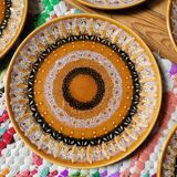 Set of 6 Sarreguemines stoneware dessert plates