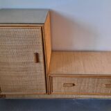 Commode en rotin Vintage 1960/70.