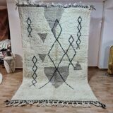 Tapis Berbère 250x150 cm - Motifs Géométriques Noir et Gris