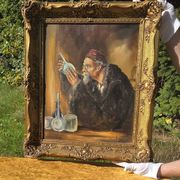 Peinture à l'huile alchimiste vintage du milieu du siècle