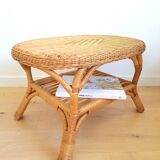 Table basse en rotin vintage