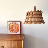 Scandinavian pendant light in wool and teak design 1970