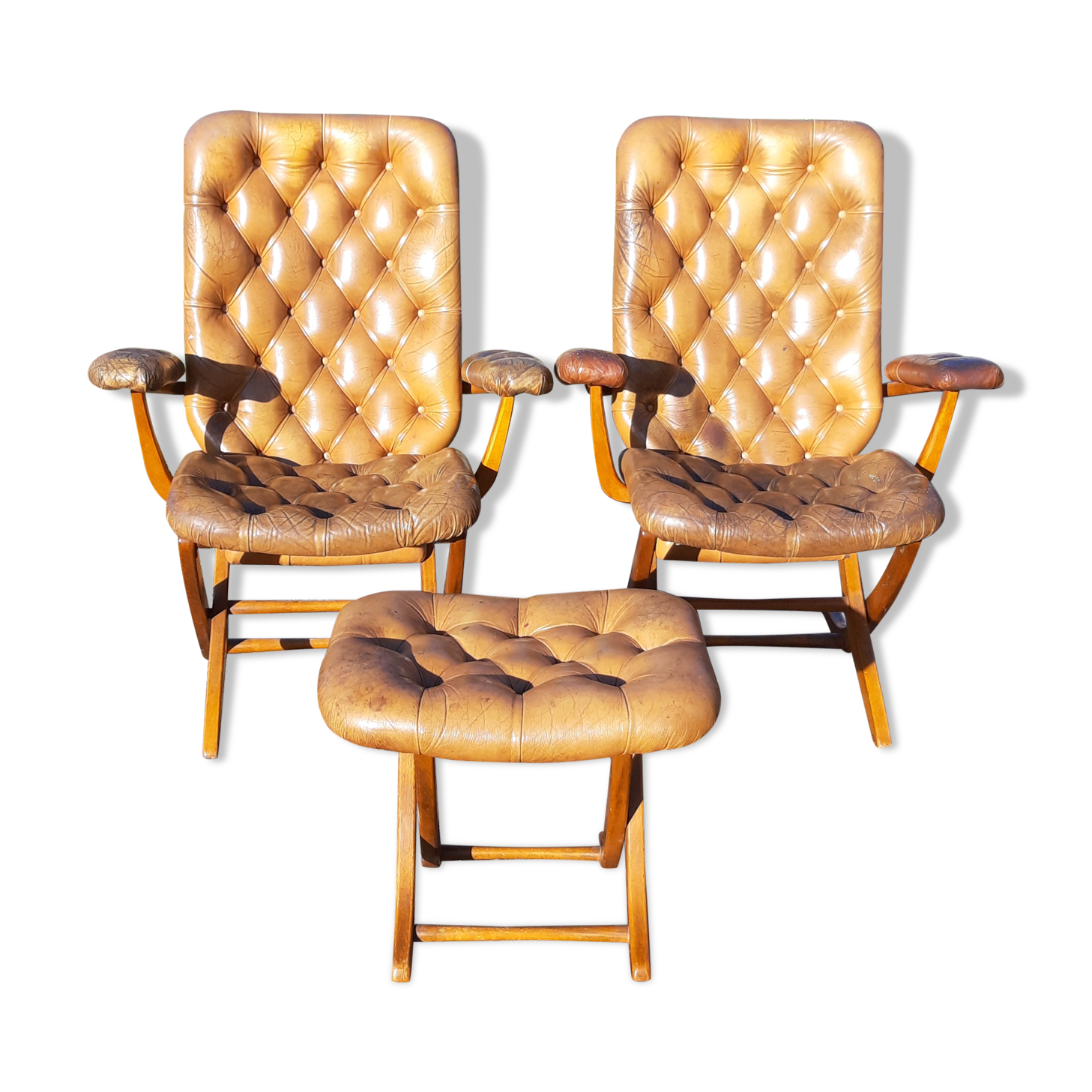 Pair of chesterfield style leather armchairs