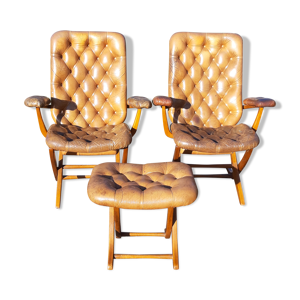 Paire de fauteuils cuir