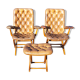 Paire de fauteuils cuir de style chesterfield