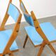 Mid-century Italian Wooden Dining Set of 5 in Blue