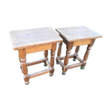 Pair of Louis XIII oak stools