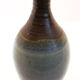 Bottle in blue, grey black and yellow enamelled stoneware signed and made in France