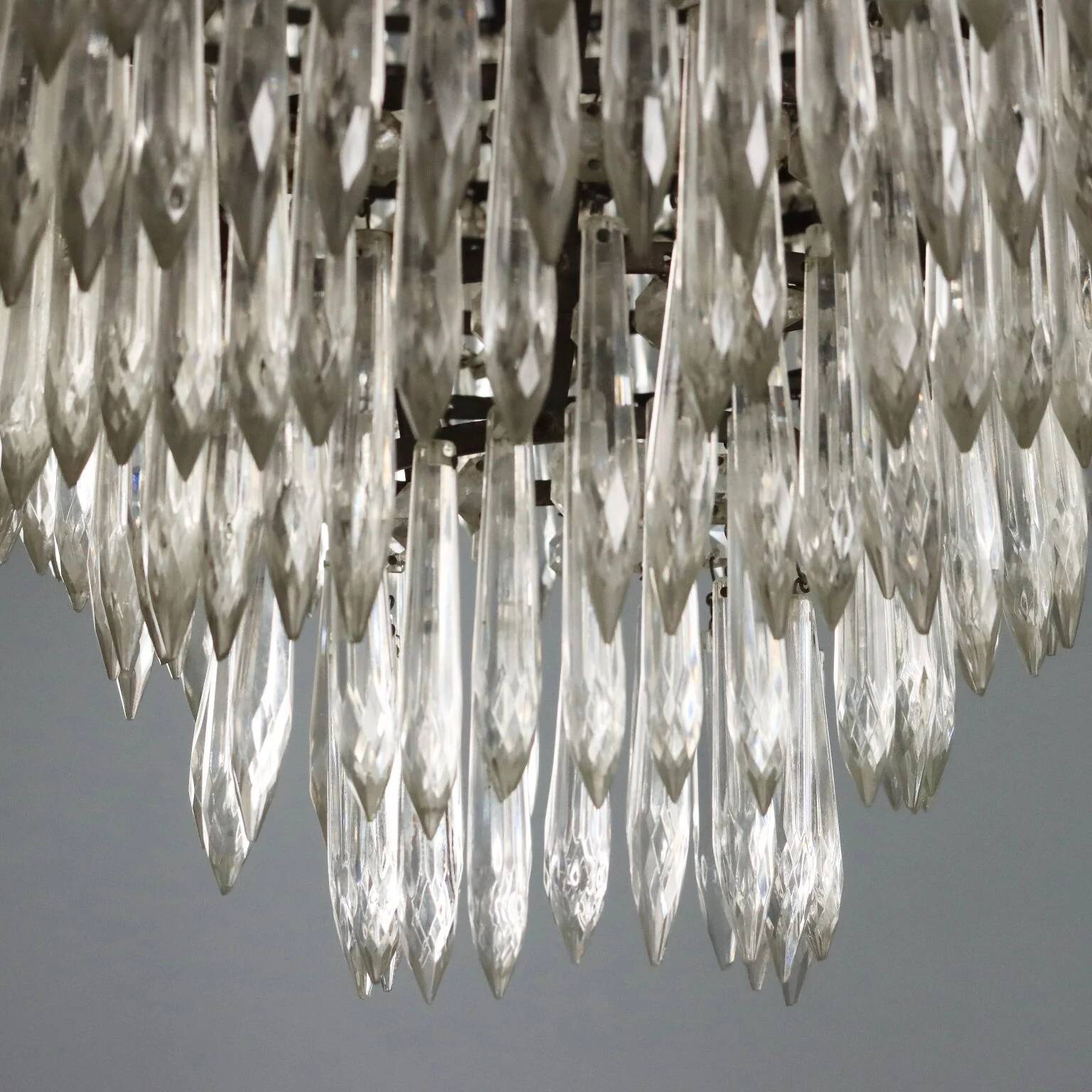 Antique Empire-style chandelier in glass and metal, Italy, 20th century
