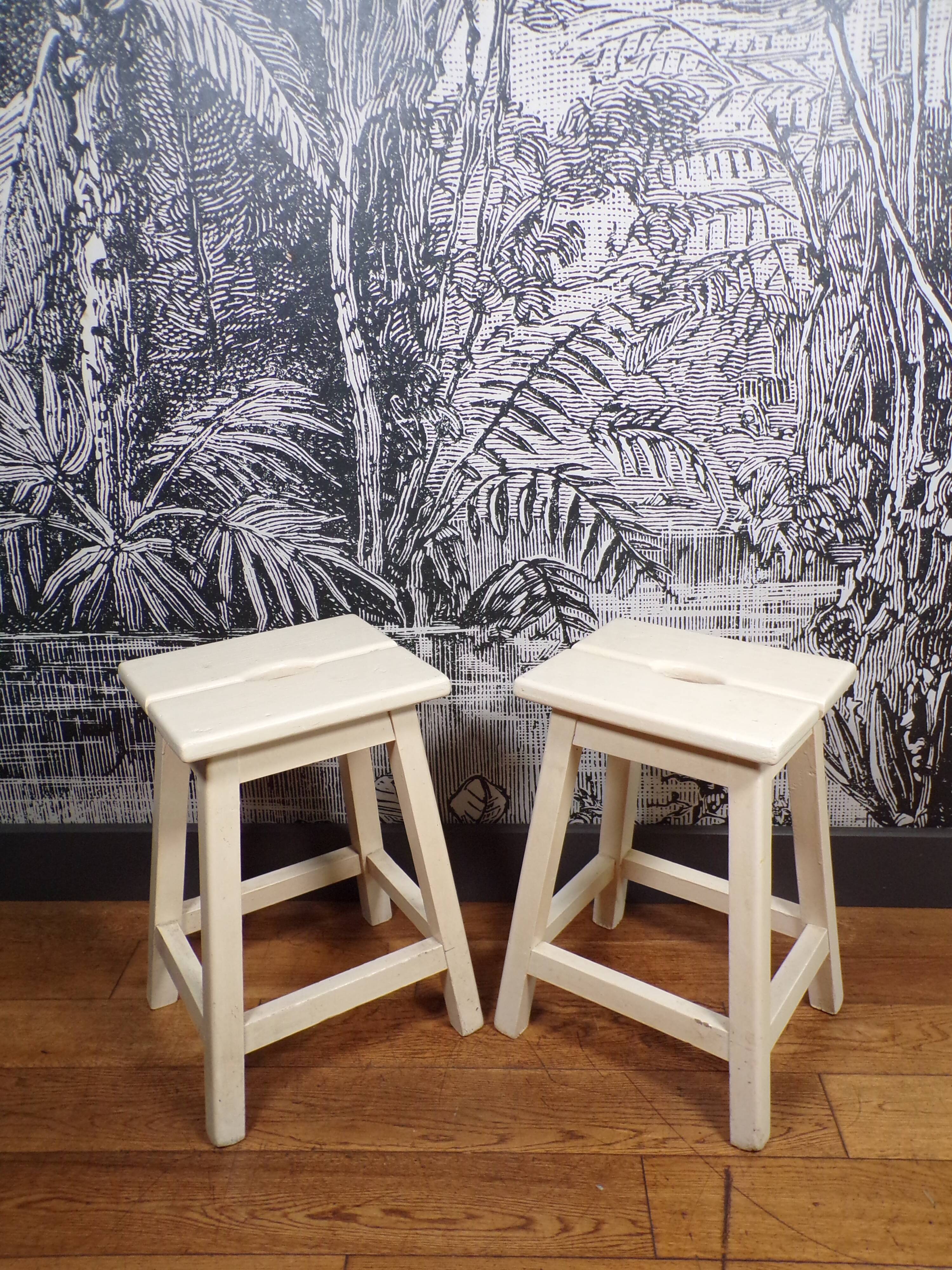Pair of old farm stools
