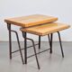 Brutalist Cast Iron and Oak Nesting Tables, 1970s, Set of 2
