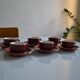 Set of 6 Apilco cups ** Rare colour Bordeaux or Burgundy **