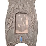 Art nouveau photo frame in embossed pewter