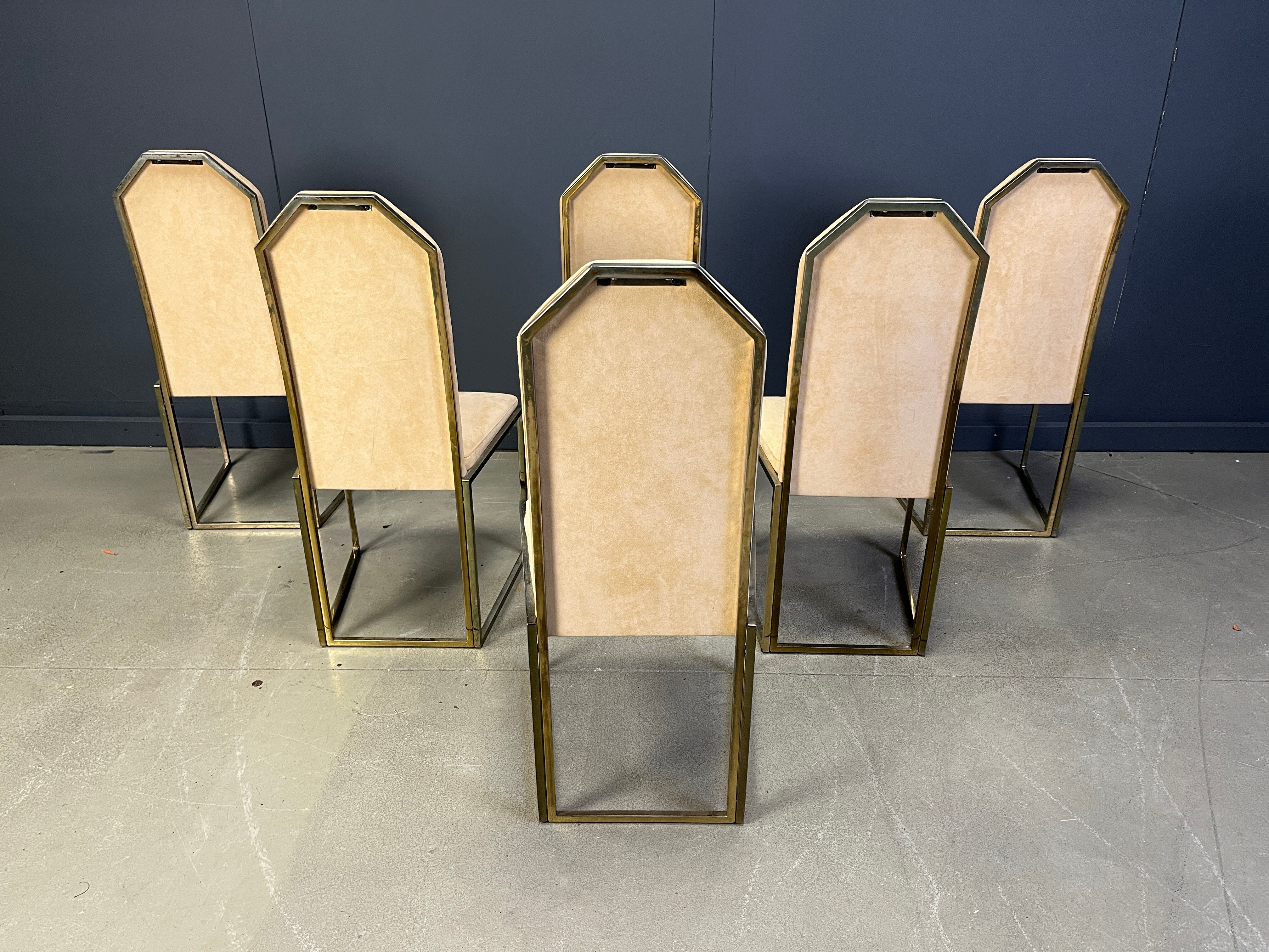 Vintage brass dining chairs by Belgochrom, 1970s