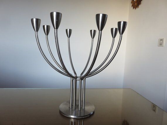 Modernist Scandinavian candlestick years 70 steel