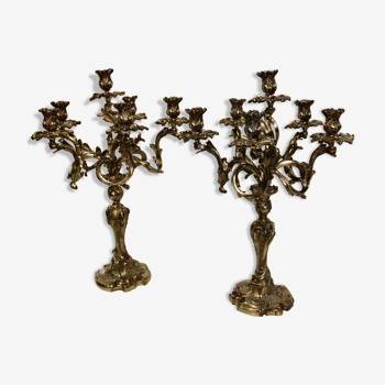 Pair of bronze candlesticks, 19th century