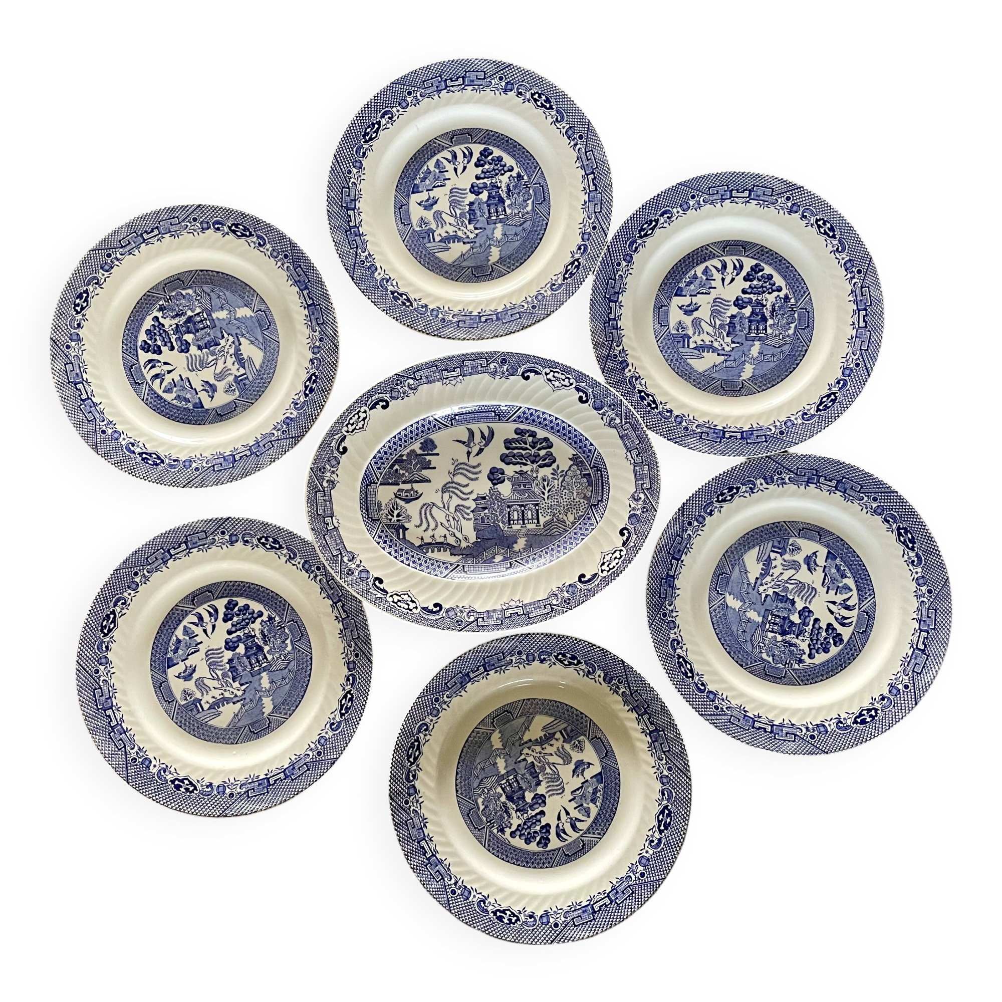 Service faience anglaise  'Willow' Barratts of Staffordshire 1970