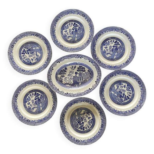 Service à café en faïence anglaise 'Willow' Barratts of Staffordshire 1970