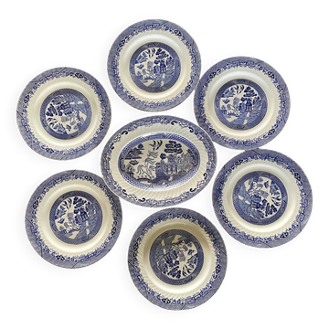 Service faience anglaise  'Willow' Barratts of Staffordshire 1970
