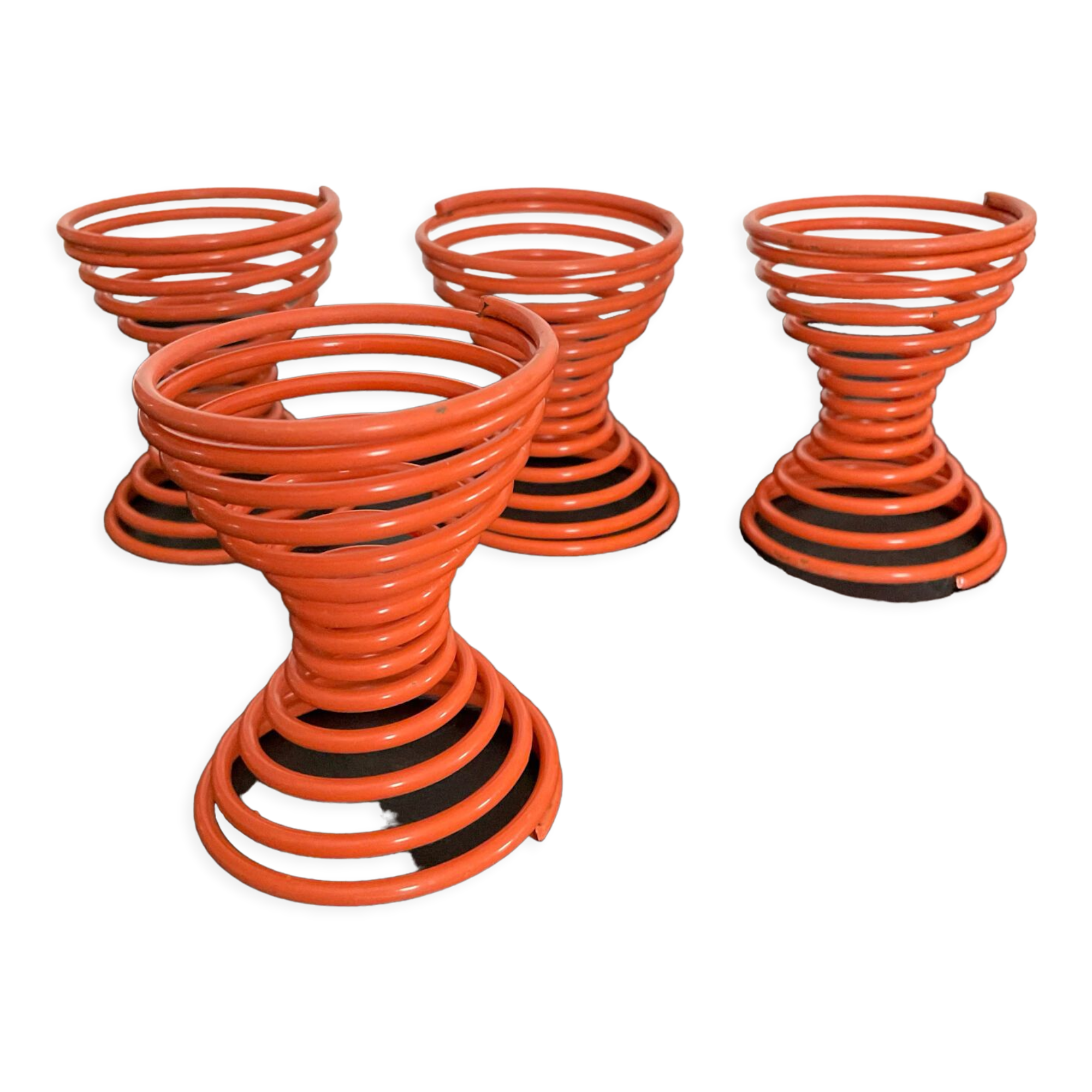 Series of 4 vintage poppies orange spring