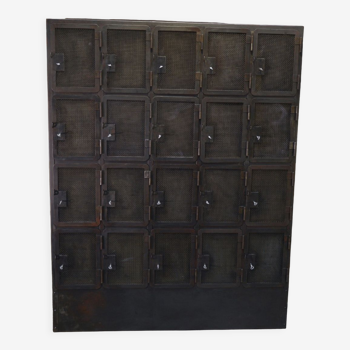 Industrial metal cabinet with mesh doors