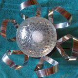 Glass and chrome metal pendant light from the 70s