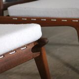 Heinz Heger Hellerau hunting chairs with ottoman, Germany 1950s