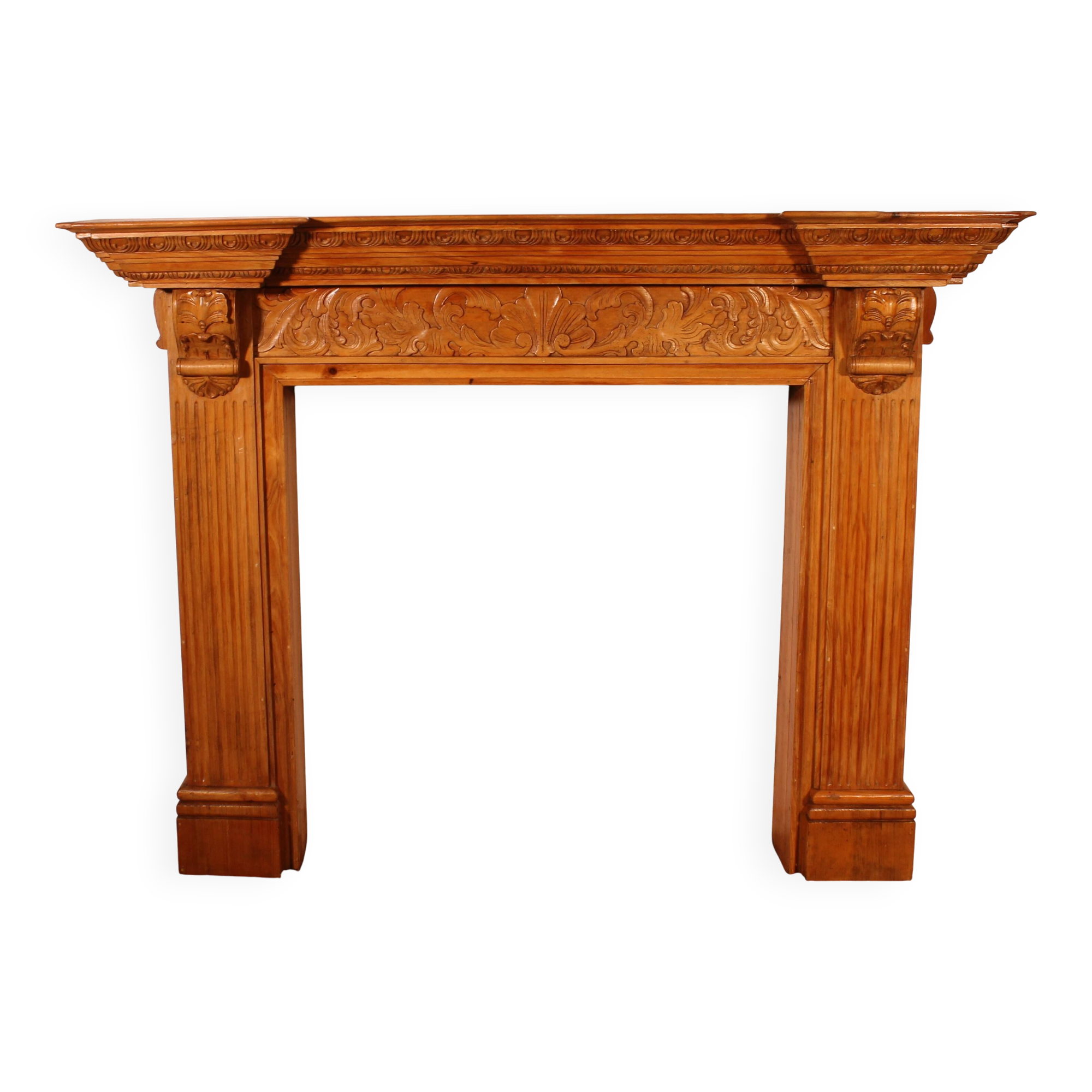 Transitional style beechwood fireplace mantel - 19th century