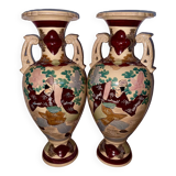 Pair of large Japanese Satsuma vases 62cm