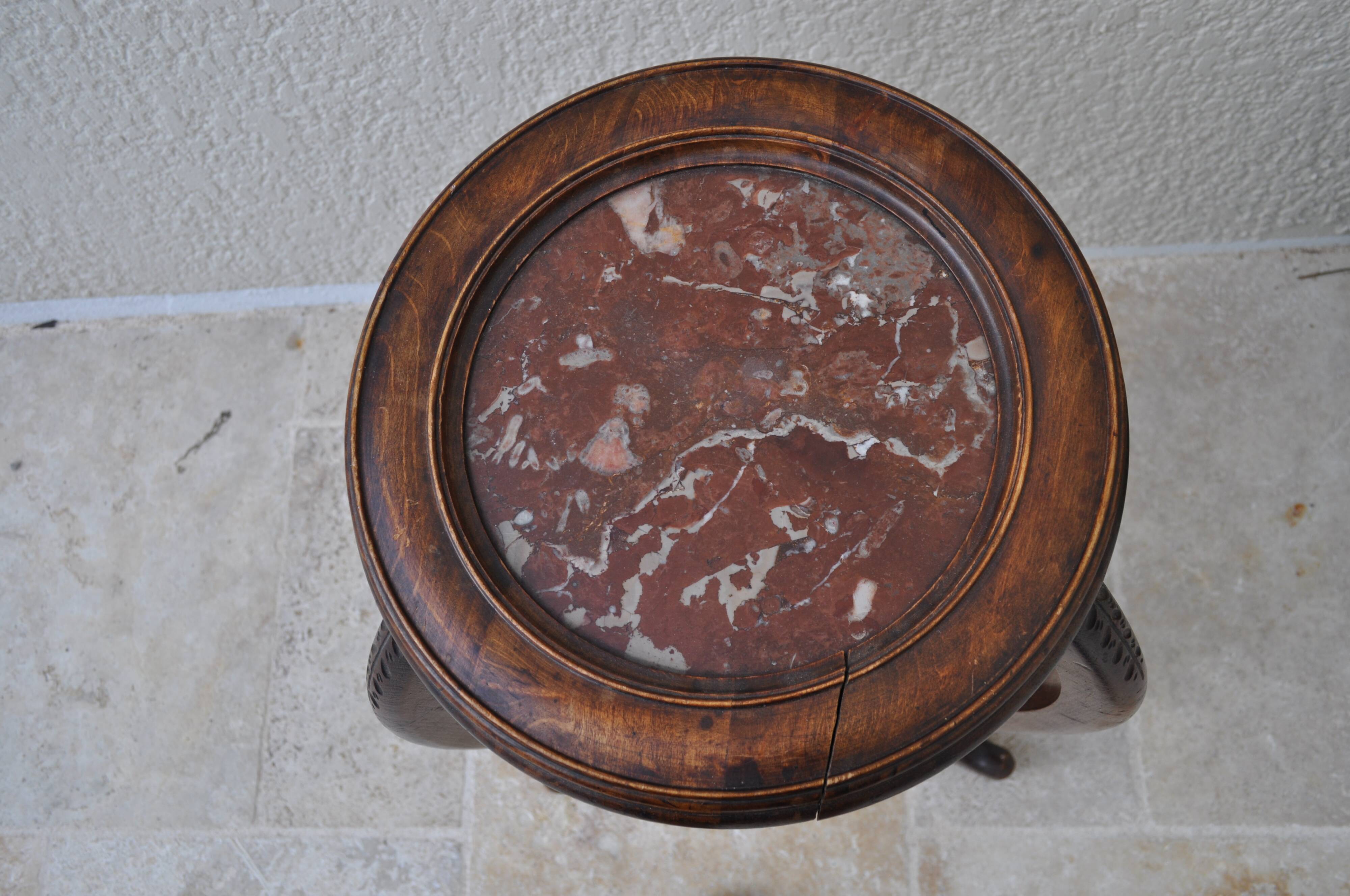 Fifth wheel tripod wood top marble