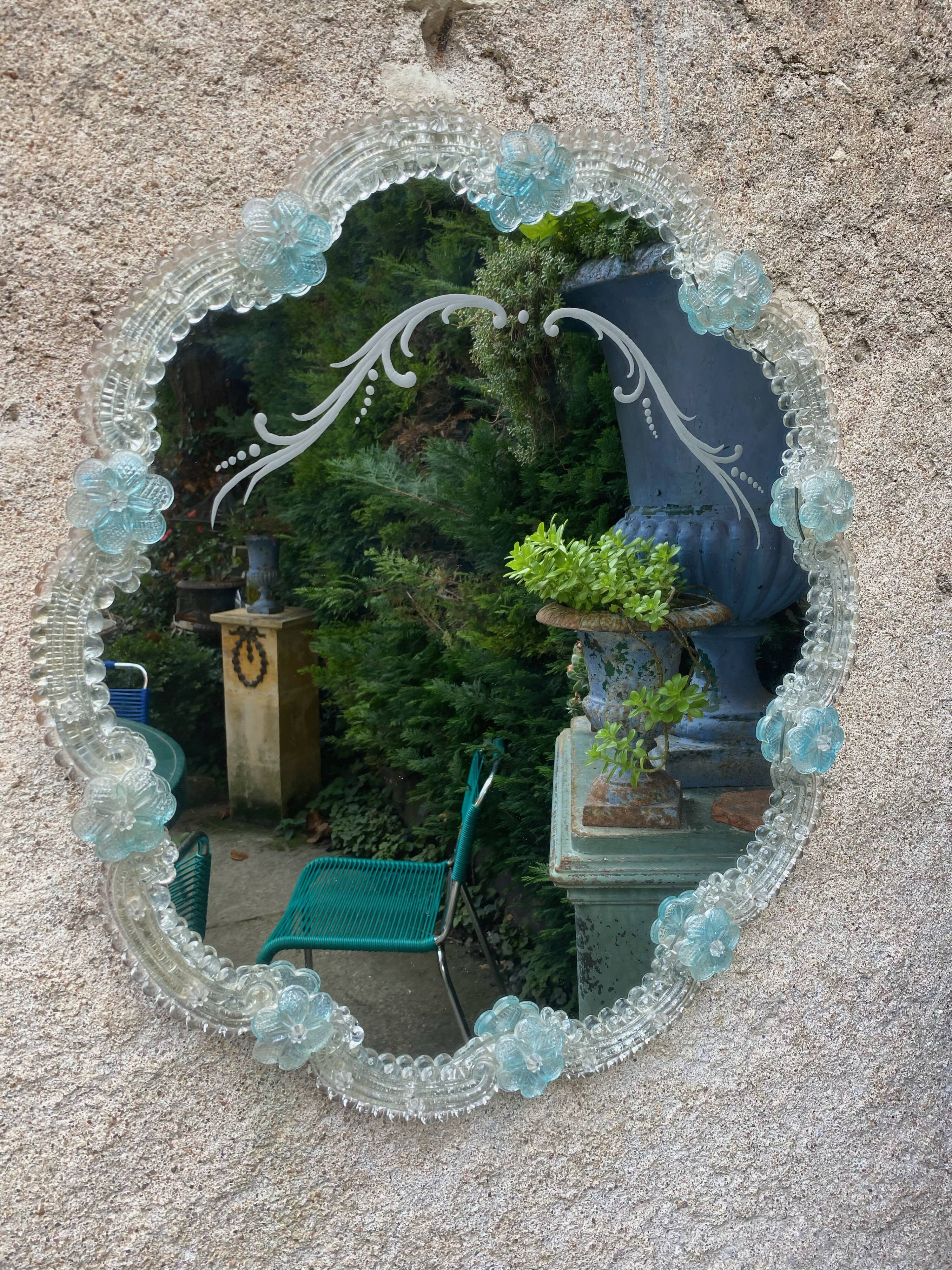 Venetian mirror Murano 1950 53x58cm