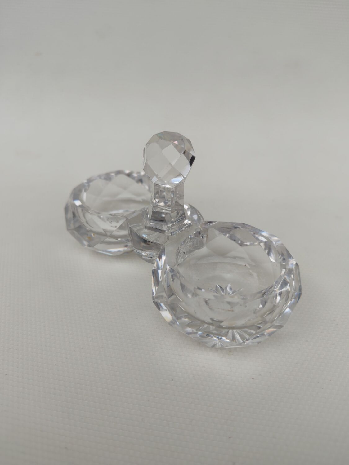 Double crystal salt cellars from Baccarat, early 20th century.