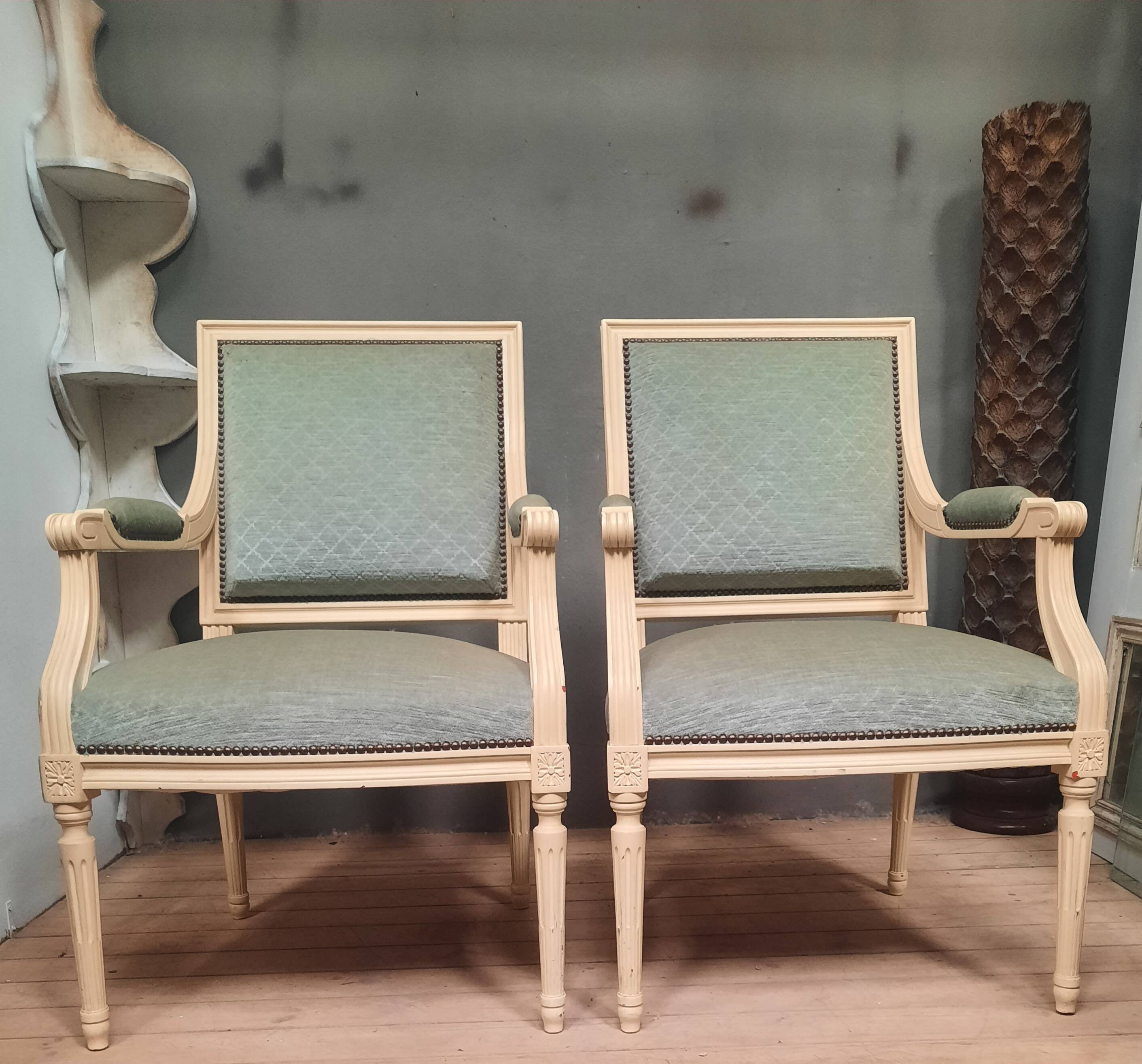 Pair of large Louis XVI style armchairs