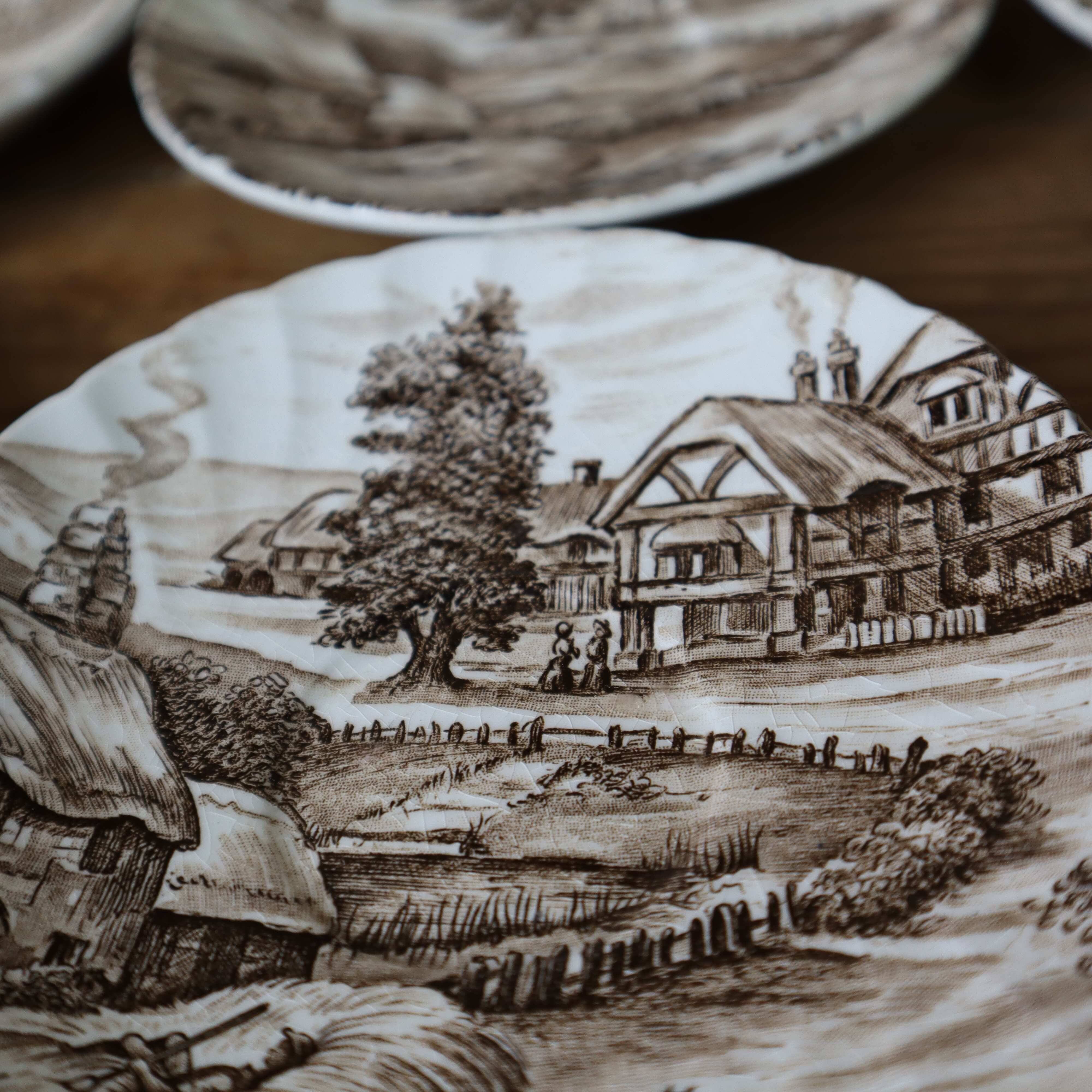 Set of 9 Vintage English Staffordshire 'HAYRIDE' Coasters