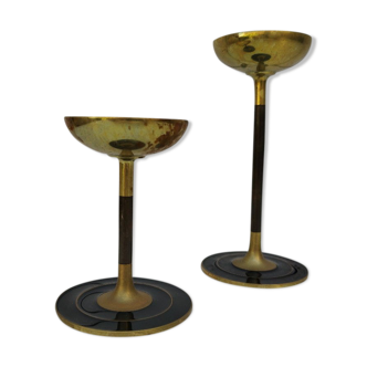 Pair of brass candle holders vintage decoration