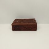 Rectangular wooden box deco hand-carved flowers