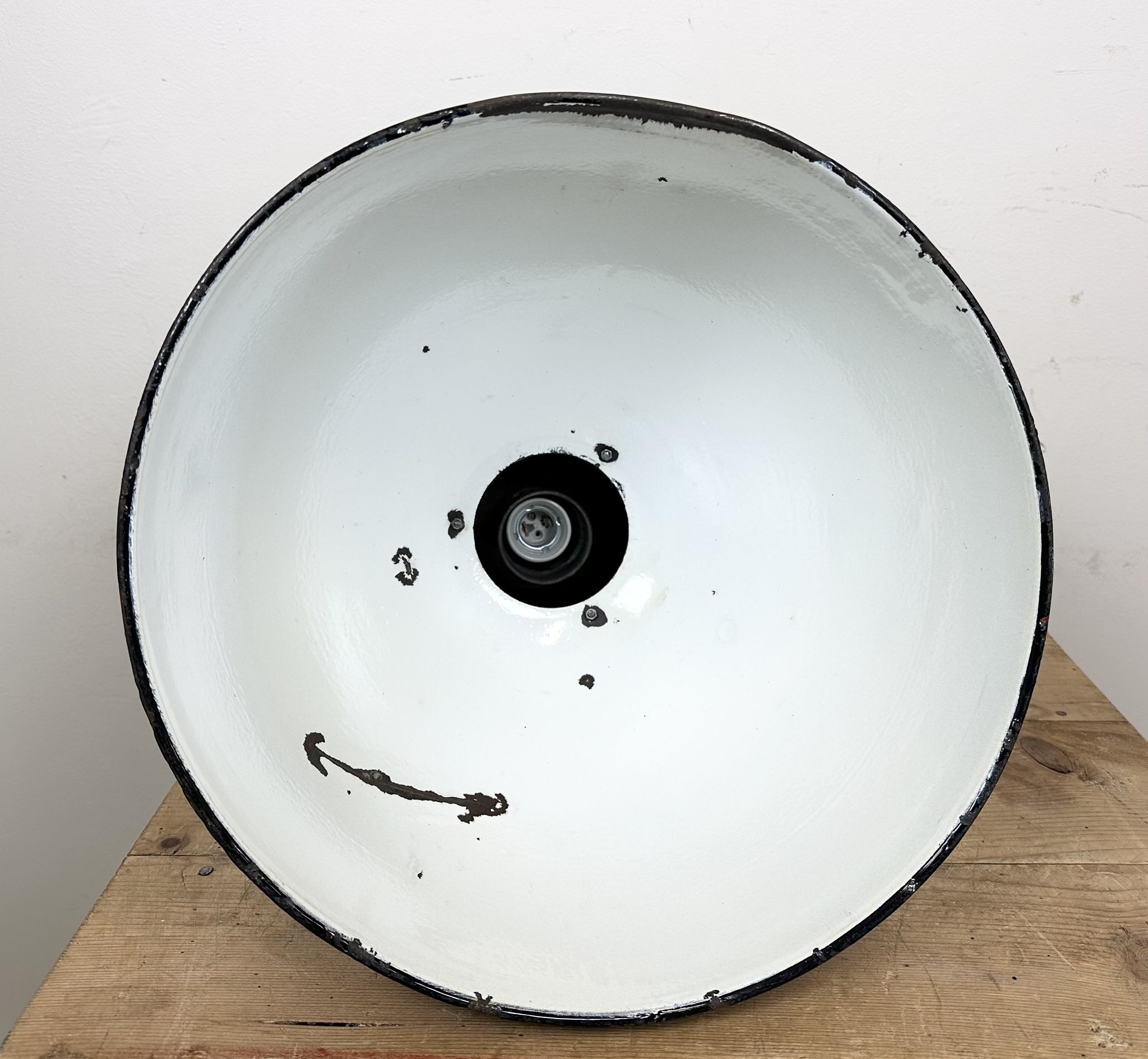 Set of 4 Industrial Bauhaus Black Enamel Pendant Lamps, 1960s