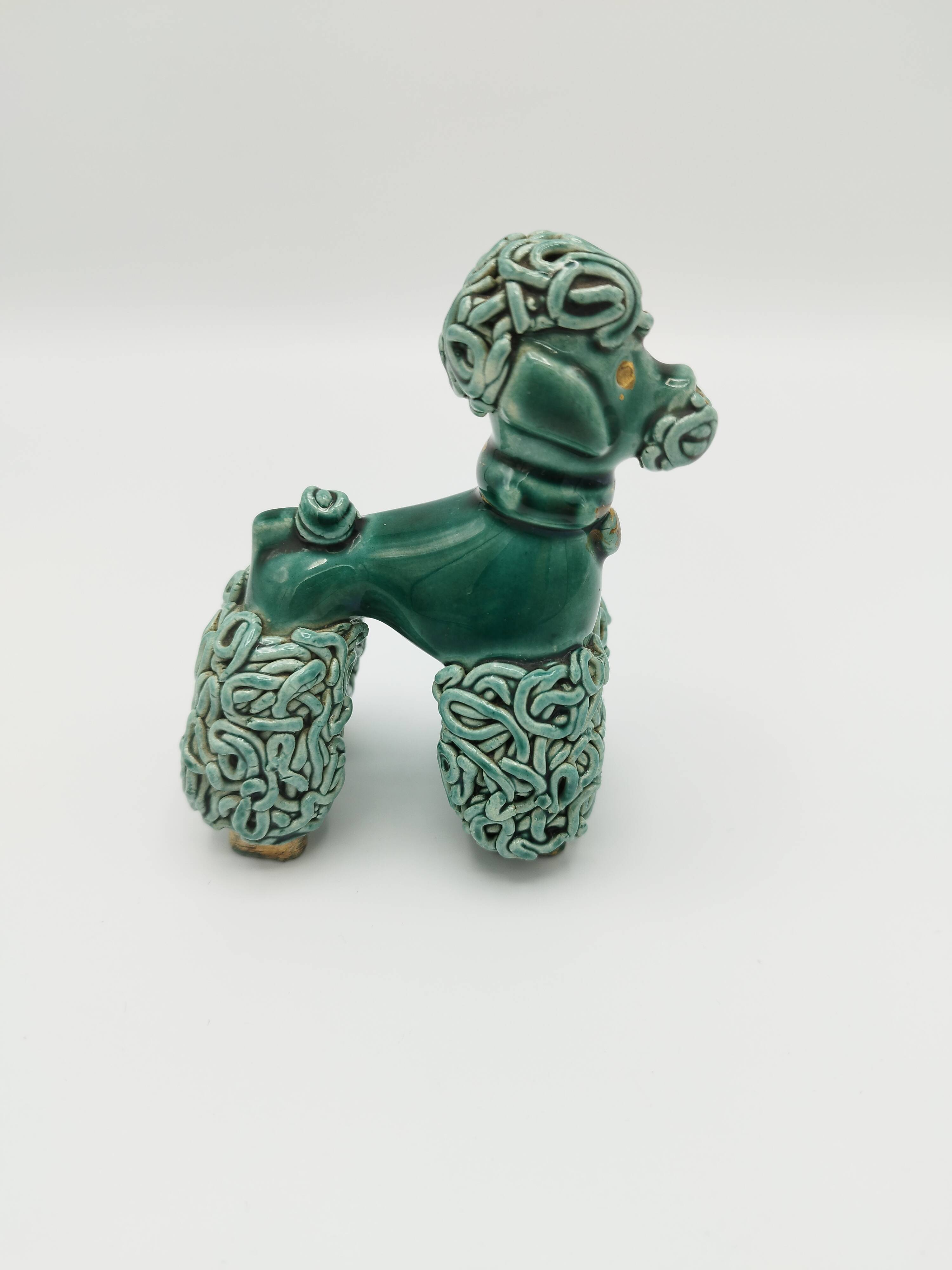 Lot of 2 royal poodles in 1960s spaghetti ceramic