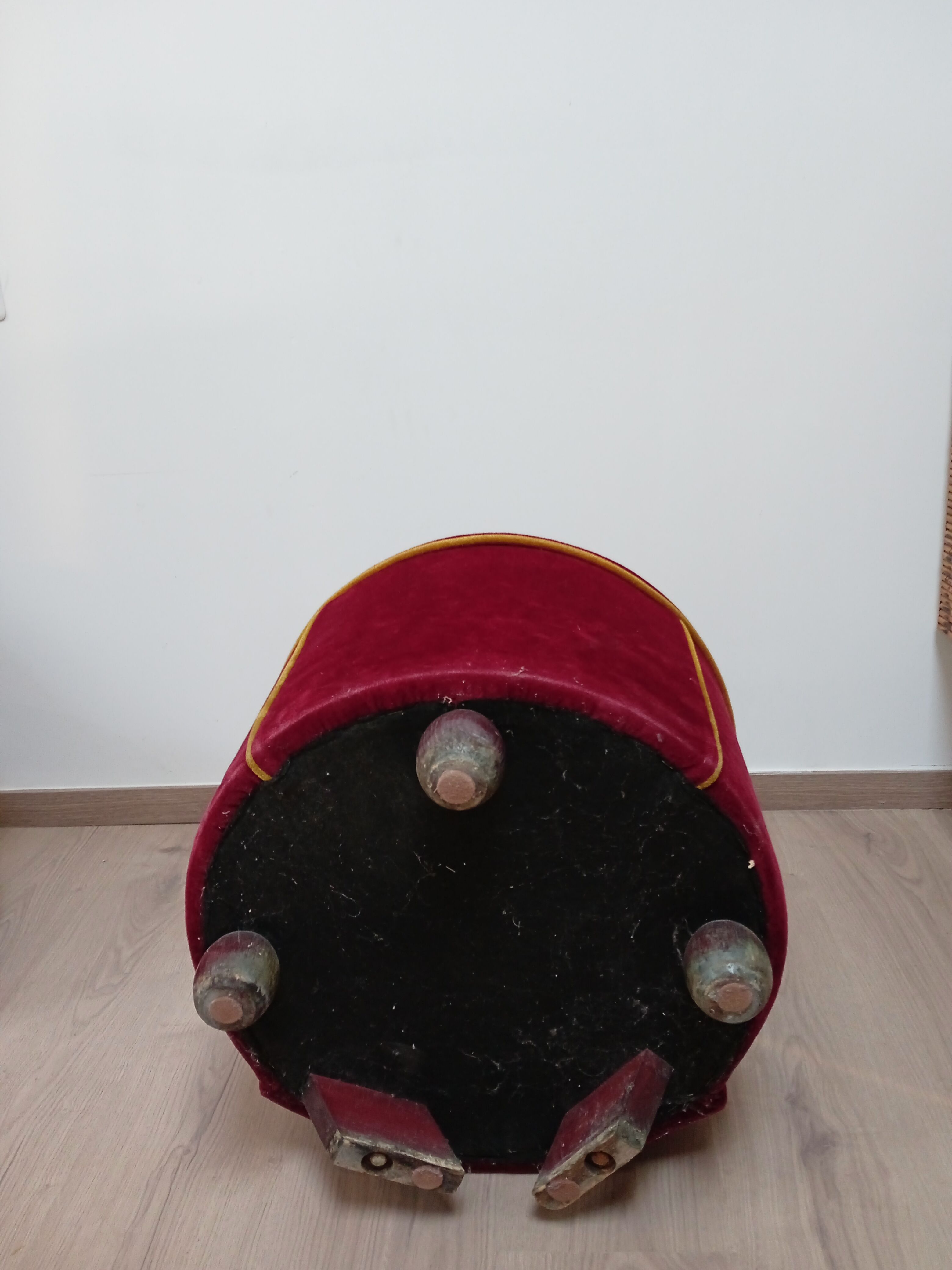 Pair of cabaret armchairs red velvet gold border