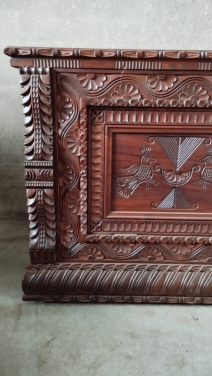Carved wooden chest