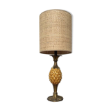 Lampe de table ananas céramique et laiton 1950
