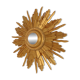 Miroir convexe en bois vintage en forme de soleil, doré, 46 cm