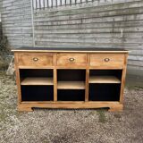 Raw wooden buffet without doors
