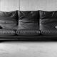 Maralunga black leather sofa 3 seater, Vico Magistretti for Cassina
