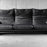 Maralunga black leather sofa 3 seater, Vico Magistretti for Cassina