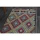 1970s Vintage Turkish Oushak Handmade Wool Cotton Purple Runner Rug 62x206
